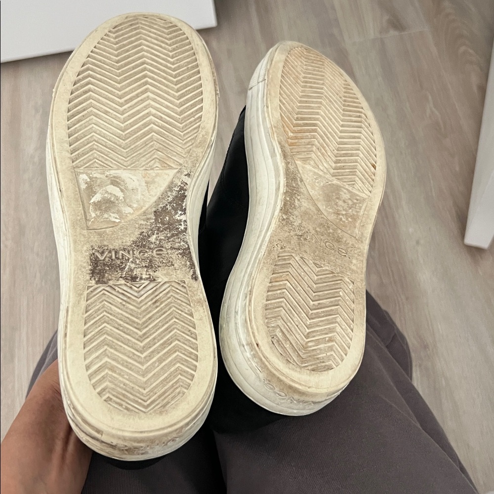 Men’s Vince Two-Tone Leather Black and White Sneakers with suede accents - Picture 12 of 12